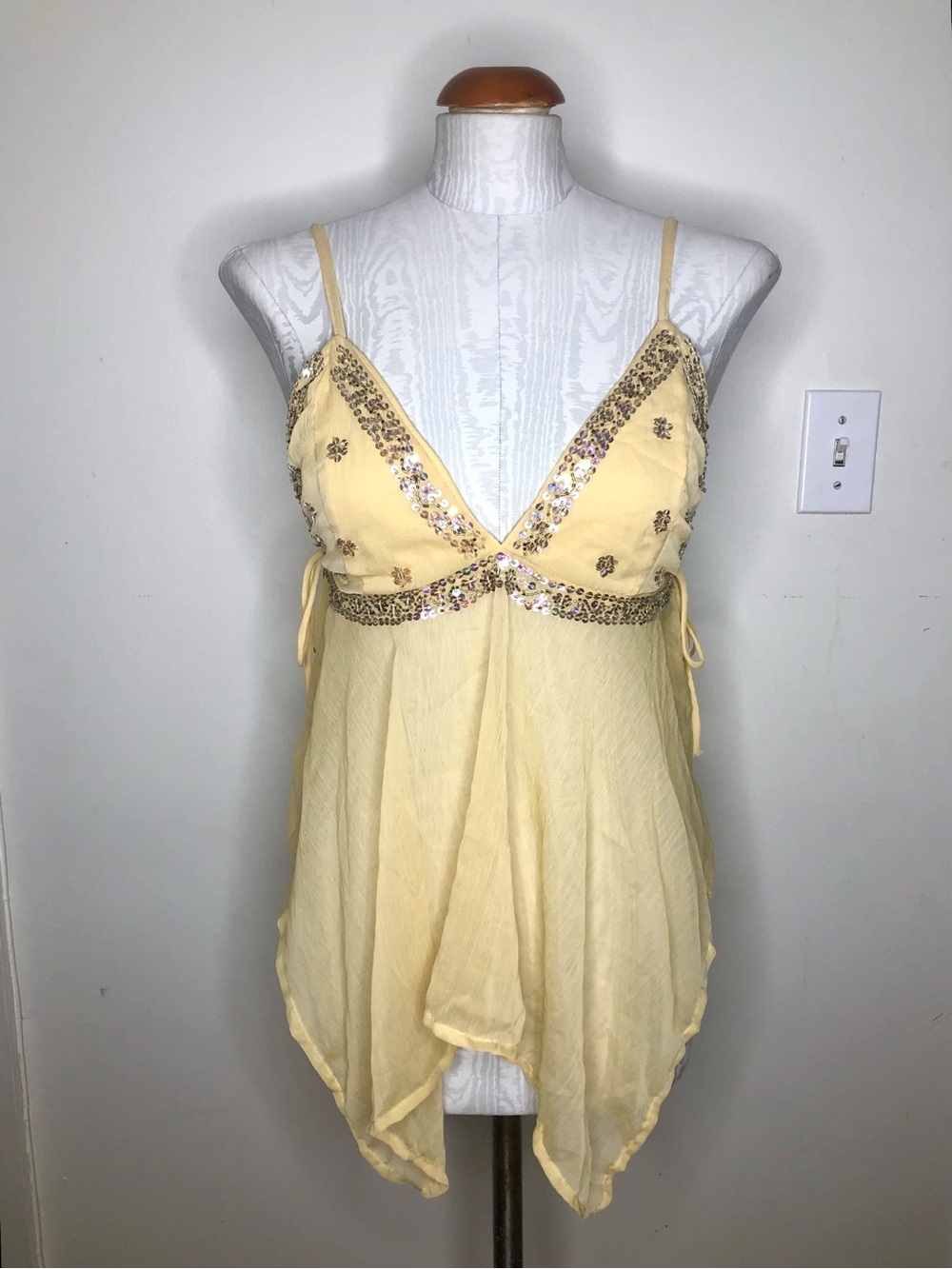 Vintage Pastel Yellow Beaded Fairy Top